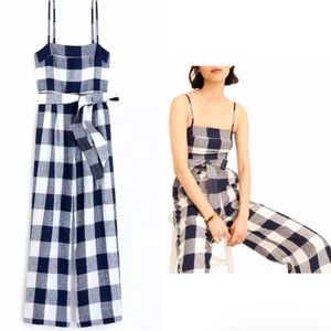 J. Crew Gingham Beauchamps Linen Jumpsuit